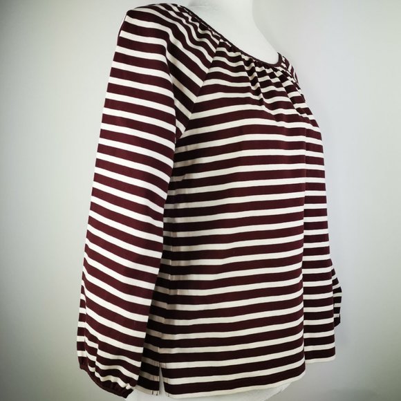 J. Crew Structured Stripe Keyhole Brown Blouse Size S - Picture 4 of 8